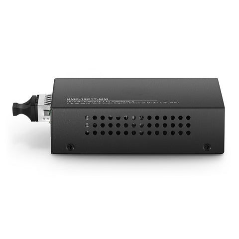 Unmanaged 1x 10/100/1000Base-T to 1x 1000Base-X Multimode SC 850nm 220/550m Gigabit Ethernet Media Converter, American Plug Standard