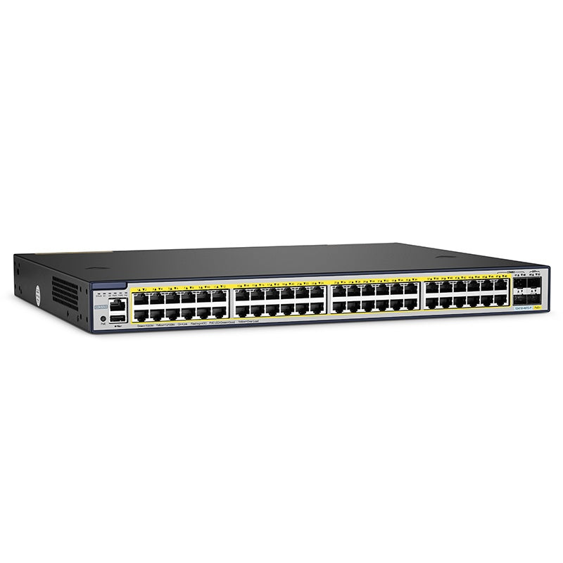 FS-S3410-48TS-P, 48-Port Gigabit Ethernet L2+ PoE+ Switch, 48 x PoE+ Ports @740W, with 2 x 10Gb SFP+ Uplinks and 2 x Combo SFP Ports, Stackable switch, Broadcom Chip