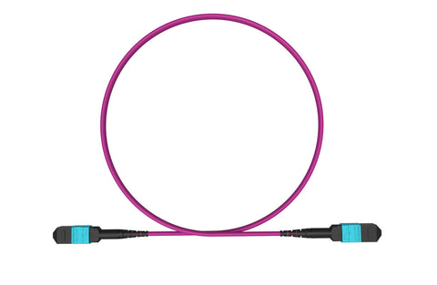 MPO female to MPO female fiber optic patch cord cable, 12 strands, Elite Low IL, OM4, 2m length, B polarity
