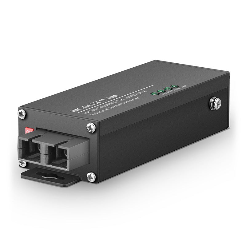 Mini Industrial 1x 10/100/1000Base-T RJ45 to 1x 1000Base-X Multimode SC 850nm 220/550m Gigabit Ethernet Media Converter, American Plug Standard