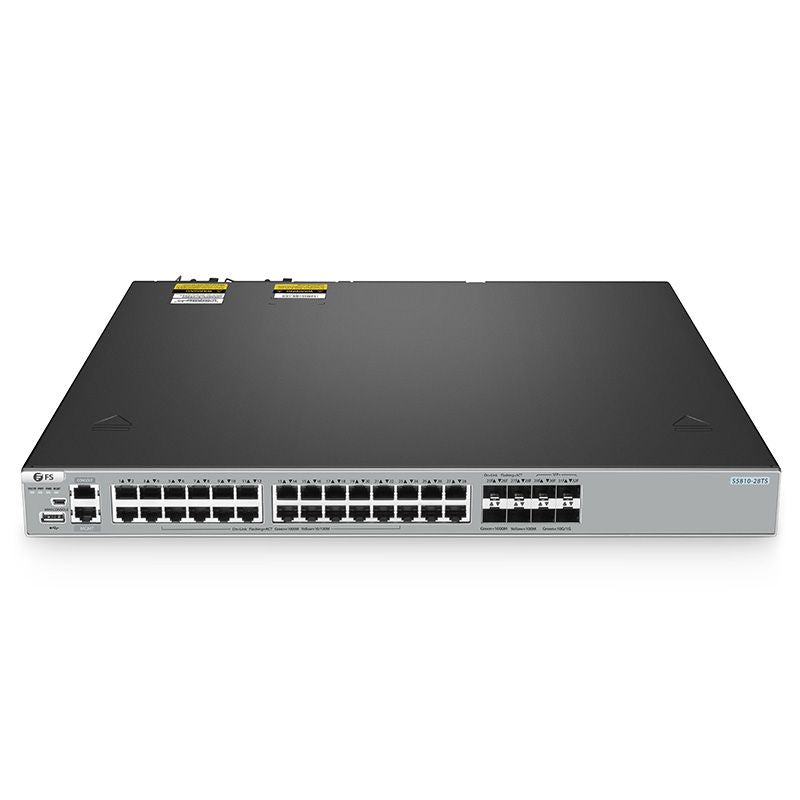 FS-S5810-28TS, 28-Port Gigabit Ethernet L3 Switch, 24 x Gigabit RJ45, 4 x RJ45/SFP Combo Ports, with 4 x 10Gb SFP+ Uplinks, Broadcom Chip