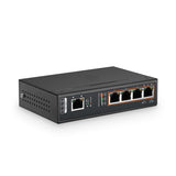 4-Ports 10/100/1000M Gigabit PoE+ Extender, 1x 802.3bt PoE++ Input to 4x 802.3af/at Output, Din-Rail, Industrial Standard