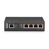 4-Ports 10/100/1000M Gigabit PoE+ Extender, 1x 802.3bt PoE++ Input to 4x 802.3af/at Output, Din-Rail, Industrial Standard