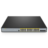 FS-S3400-24T4SP, 24-Port Gigabit Ethernet L2+ PoE+ Switch, 24 x PoE+ Ports @370W, with 4 x 10Gb SFP+ Uplinks, Support Stacking