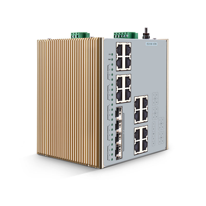 FS-IES3100-16TM, 16-Port Gigabit Ethernet L2 Managed Industrial Switch, 16 x 10/100/1000BASE-T, with 4 x 1/2.5Gb SFP, -40 to 85°C Operating Temperatur