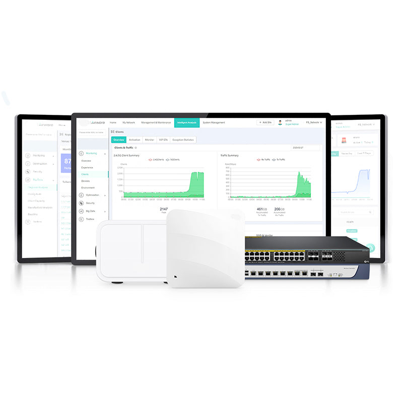 FS-AP-W6T6817C, Cloud Managed Wi-Fi 6 802.11ax 6817 Mbps Wireless Access Point, Seamless Roaming & 4 × 4 MU-MIMO Three Radios, Manageable via FS Controller or Standalone (PoE Injector Included)