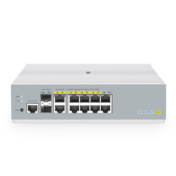 FS-S3100-8TMS-P, 8-Port Gigabit Ethernet L2+ PoE+ Switch, 8 x PoE+ Ports@125W, 2 x 5Gb RJ45, with 2 x 10Gb SFP+ Uplinks, Broadcom Chip, Fanless