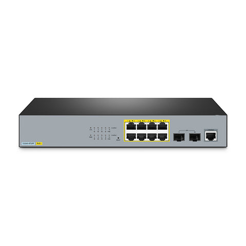FS-S3260-8T2FP, 8-Port Gigabit Ethernet L2+ PoE+ Switch, 8 x PoE+ Ports @240W, with 2 x 1Gb SFP Uplinks, Support IEEE 802.3af/at