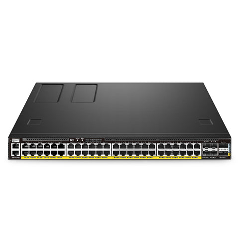FS-S5870-48MX6BC-U, 48-Port Ethernet L3 PoE++ Bare Metal Switch, 36 x 2.5Gb PoE++ Ports, 12 x 10Gb PoE++ Ports @2100W, with 4 x 25Gb SFP28 and 2 x 100Gb FS-QSFP28 Uplinks, Redundant AC PSUs, C2P Airflow, Support MLAG, Broadcom TD3-X3 Chip