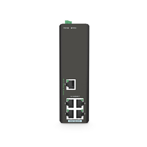 FS-IES2100-5FE, 5-Port Fast Ethernet L2 Unmanaged Industrial Switch, 5 x 10/100MBASE-T, -40 to 75°C Operating Temperature