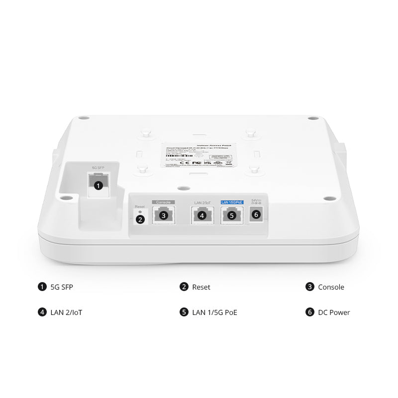 FS-AP-N635, Cloud Managed Wi-Fi 6E 802.11ax 7775 Mbps Indoor Access Point, Seamless Roaming & 4 × 4 MU-MIMO Three Radios, Manageable via Airware, Controller or Standalone (Without PoE Injector)