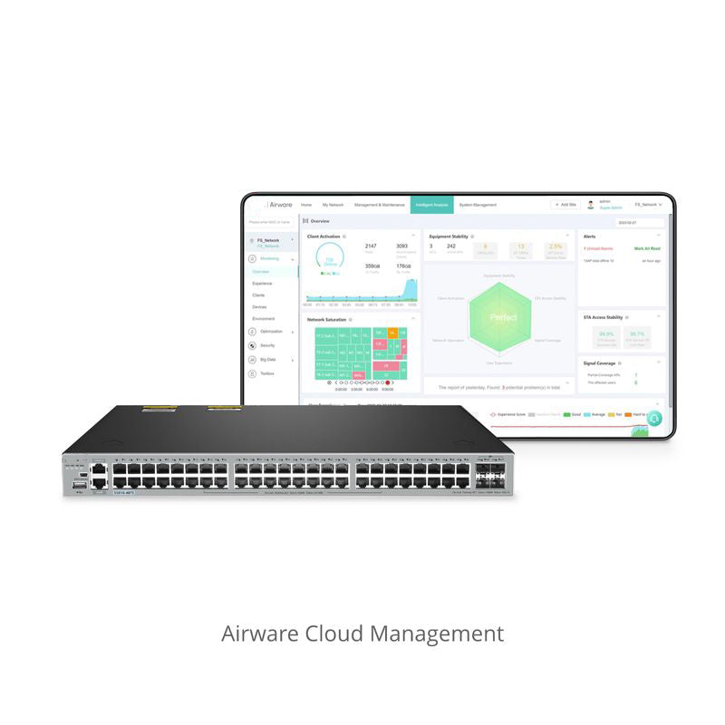 FS-S5810-48TS, 48-Port Gigabit Ethernet L3 Switch, 48 x Gigabit RJ45, with 4 x 10Gb SFP+ Uplinks, Broadcom Chip