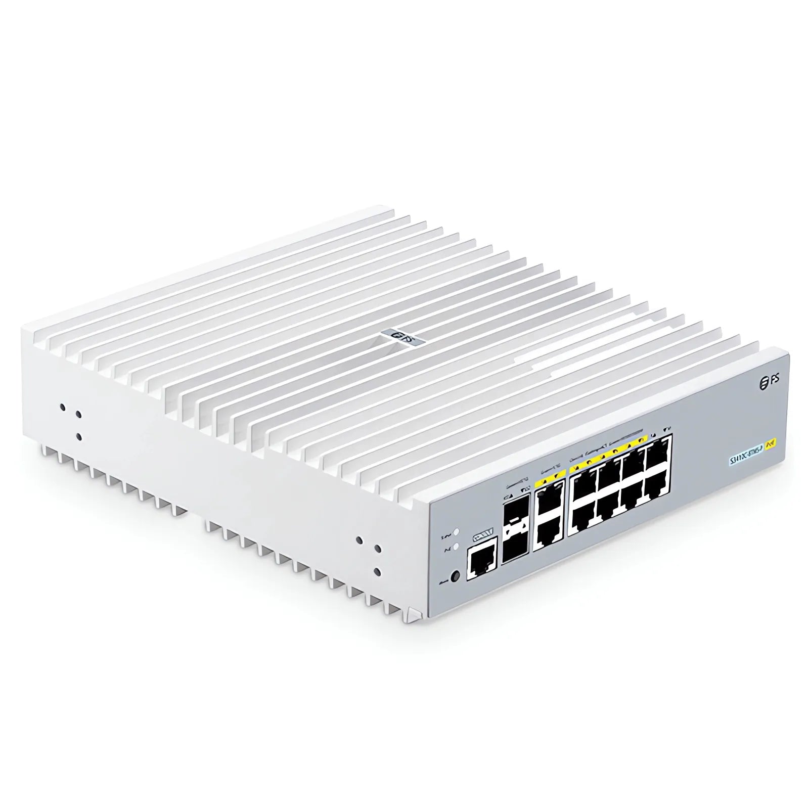 S3410C-8TMS-P, 8-Port Gigabit Ethernet L2+ PoE+ Switch, 8 x PoE+ Ports@125W, 2 x 5Gb RJ45, with 2 x 10Gb SFP+ Uplinks, PicOS®, Support MLAG, Broadcom Chip, Fanless