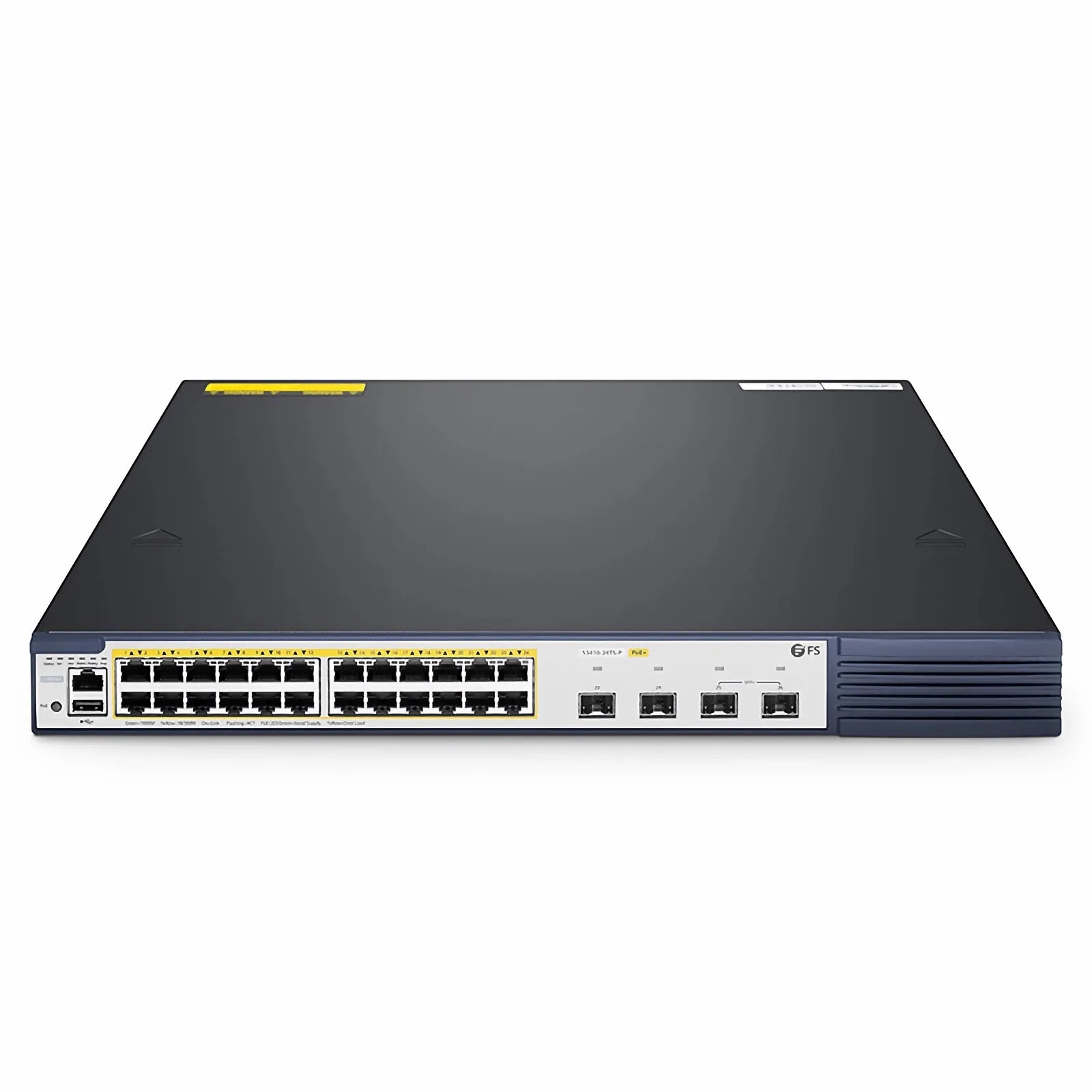 S3410-24TS-P, 24-Port Gigabit Ethernet L2+ PoE+ Switch, 24 x PoE+ Ports @740W, with 2 x 10Gb SFP+ Uplinks and 2 x Combo SFP Ports, PicOS®, Support MLAG, Broadcom Chip