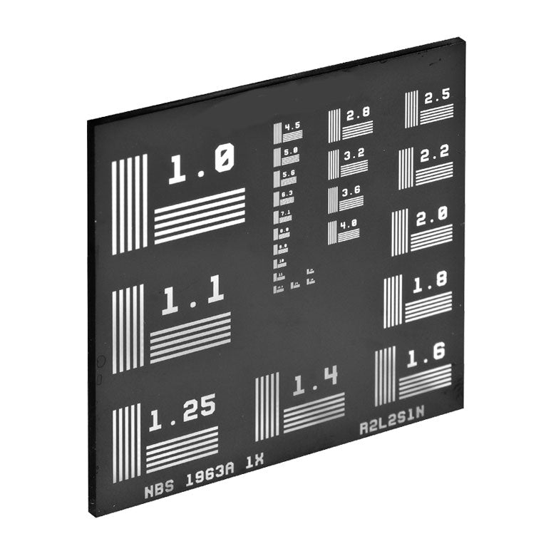 T-R2L2S1N - Negative NBS 1963A Resolution Target, 2" x 2", 1 to 18 cycles/mm