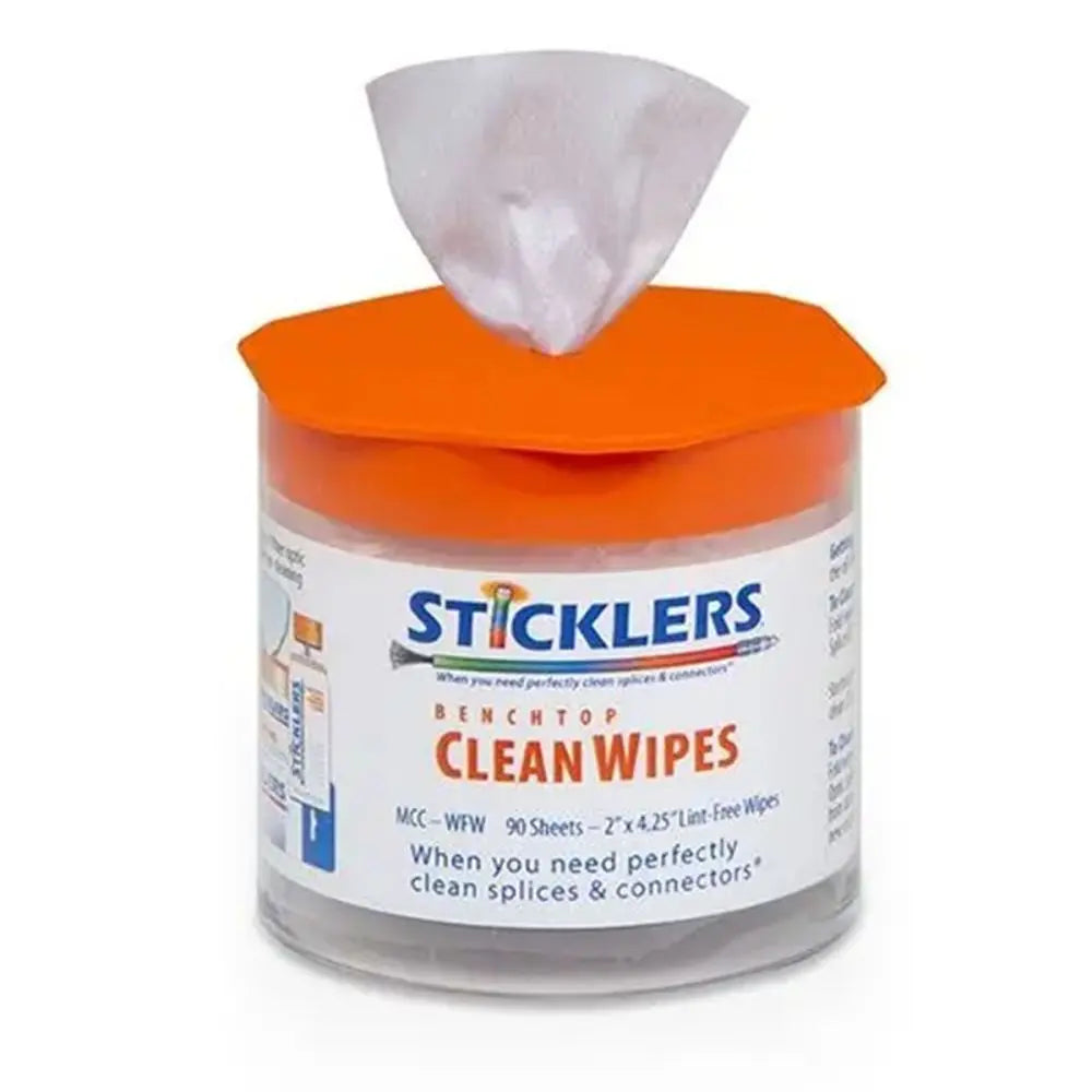 Sticklers MCC-WFW CleanWipes Benchtop Fiber Optic Wipes, 90/Tub