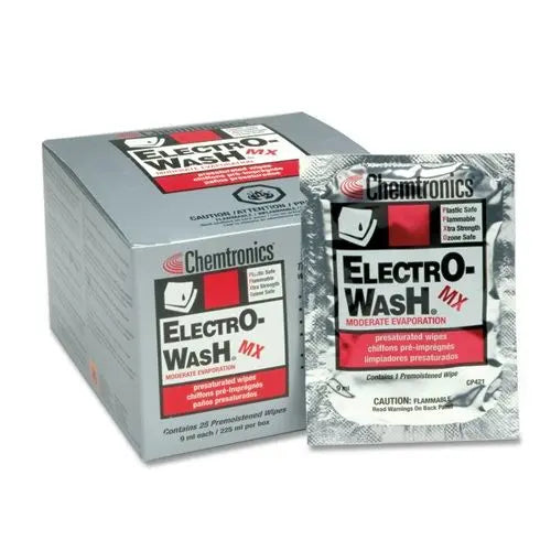 Chemtronics CP421 Electro-Wash MX Presaturated Wipes, 25 ct.