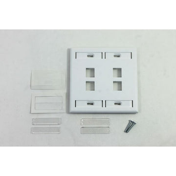 Leviton QuickPort 4 Port Dual Gang Wallplate, White