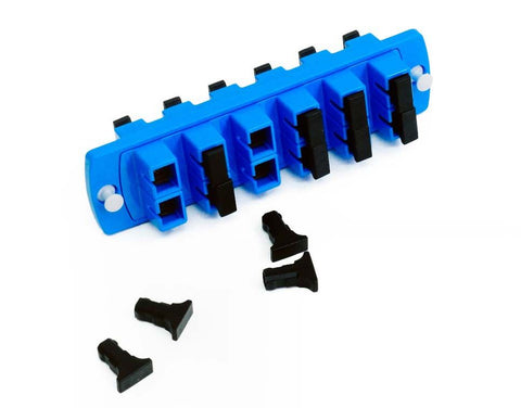 Leviton SDX Adapter Plate, Duplex SC SM 12 Fiber-Blue