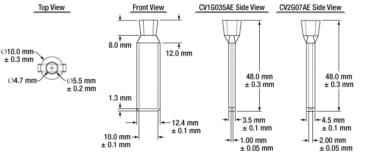 T-CV2G07AE - 700 µL Enhanced Chemical Resistance Micro Cuvette with Stopper, Borosilicate Glass, 4.7 mm Opening Diameter, 2 mm Path Length, 2 Pack