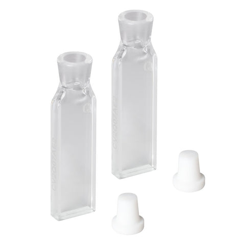 T-CV2Q07AE2 - 700 µL Enhanced Chemical Resistance Micro Cuvette with Stopper, Synthetic Quartz Glass, 4.7 mm Opening Diameter, 2 mm Path Length, 2 Pack