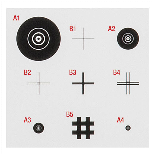 T-R3L3S5P - Positive Concentric Circle and Crosshair Grid Target, 3" x 3"