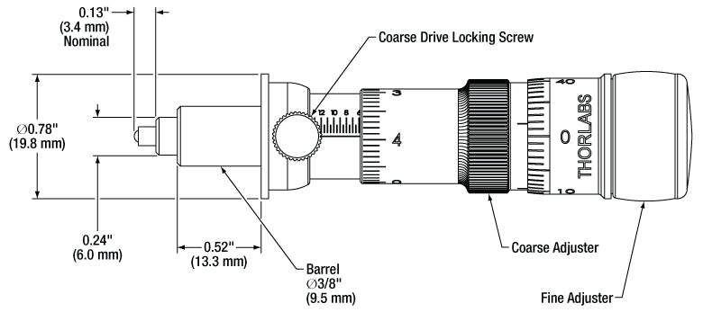 T-DRV304 - Differential Micrometer Drive, 1/2" (13 mm) Travel