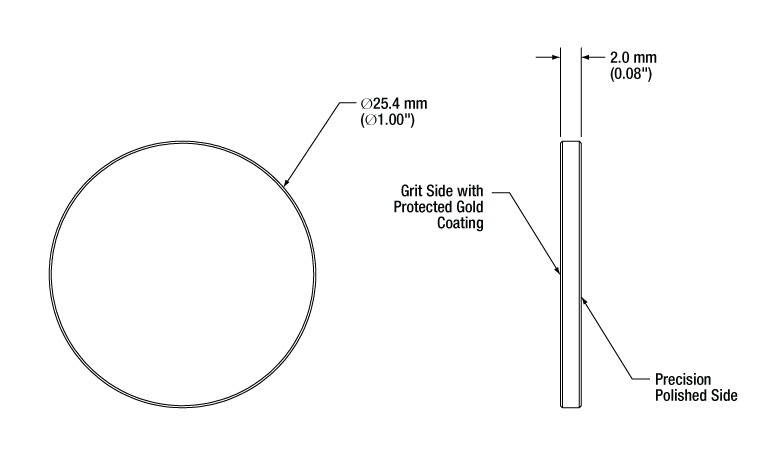 T-DG10-120-M01 - Ø1" Protected Gold Reflective Ground Glass Diffuser, 120 Grit