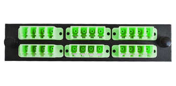 LC/APC Quad 6 Pack SM 24F Green Adapters Plate - Black