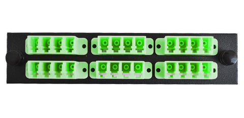 LC/APC Quad 6 Pack SM 24F Green Adapters Plate - Black