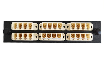 Adapter Plate 6-Pack LC Quad Multimode Beige Adapters Loaded (24 Fibers) Black