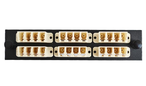 Adapter Plate 6-Pack LC Quad Multimode Beige Adapters Loaded (24 Fibers) Black