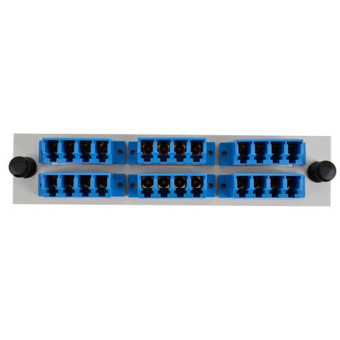 Adapter Plate 6-Pack LC Quad Singlemode Blue Adapters Loaded (24 Fibers) Off White