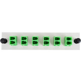 Adapter Plate 6-Pack LC Duplex Singlemode APC Green Adapters Loaded (12 Fibers) Off White