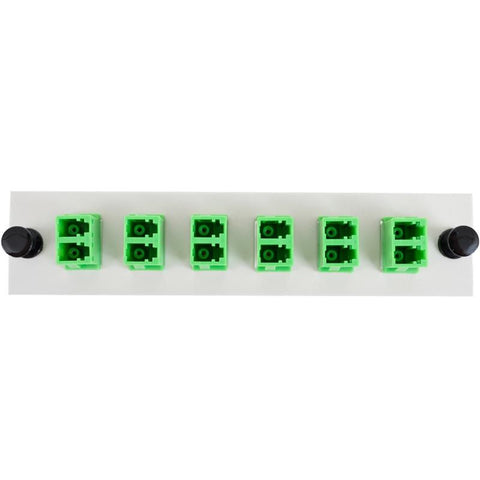 Adapter Plate 6-Pack LC Duplex Singlemode APC Green Adapters Loaded (12 Fibers) Off White