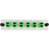 Adapter Plate 6-Pack LC Duplex Singlemode APC Green Adapters Loaded (12 Fibers) Off White