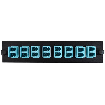 LC Duplex 8 Pack MM Aqua Adapters - Black Plate