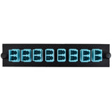 LC Duplex 8 Pack MM Aqua Adapters - Black Plate