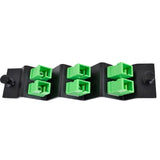 Adapter Plate 6-Pack SC Singlemode APC Green Adapters Ports Angled 45 Degrees Loaded Black