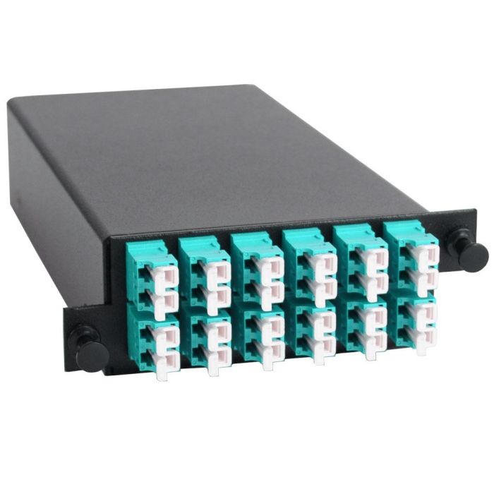 4X SHD Breakout Cassette, 24 Fiber, OM3/4 Multimode, (12) Duplex LC/UPC to (1) 24F MPO/Male, Type B