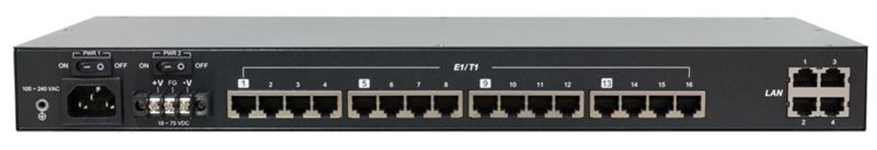 16 E1/ T1 with Full Gigabit Ethernet and Redundant SFP Optic Link Fiber Optic Multiplexer - AC and DC Powered