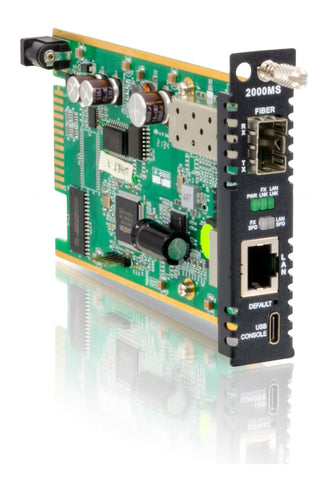 FRM220-2000MS Gigabit Ethernet to 100/1000 SFP slot fiber media converter card (no AC adapter included), IP web managed