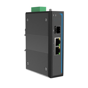 HC-1002-SFP - 2x RJ45 +1x SFP ports Gigabit Ethernet Industrial fiber switch, DIN rail mount, -40 to +75 Celsius