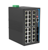HGW-2404SM-PSE - 24x RJ45 + 4x SFP ports Gigabit Ethernet Managed PoE Industrial fiber switch 480W total power, DIN rail mount, -40 to +75 Celsius