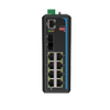 HGW-802SM - 8x RJ45 +2x SFP ports Gigabit Ethernet Managed Industrial fiber switch, DIN rail mount, -40 to +75 Celsius