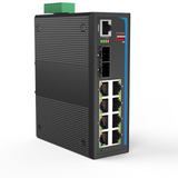 HGW-802SM - 8x RJ45 +2x SFP ports Gigabit Ethernet Managed Industrial fiber switch, DIN rail mount, -40 to +75 Celsius