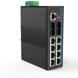 HGW-804SM - 8x RJ45 + 4x SFP ports Gigabit Ethernet Managed Industrial fiber switch, DIN rail mount, -40 to +75 Celsius