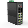 HGW-804SM - 8x RJ45 + 4x SFP ports Gigabit Ethernet Managed Industrial fiber switch, DIN rail mount, -40 to +75 Celsius