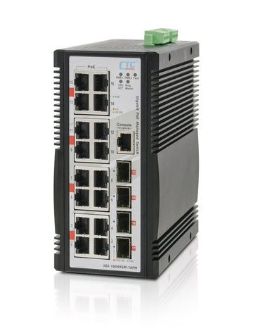 IGR-1604XSM-16PH - 16 copper + 4x 1G/2.5G/10G SFP+ port SNMP/web-managed Layer 3 Ethernet Industrial switch, PoE 300W
