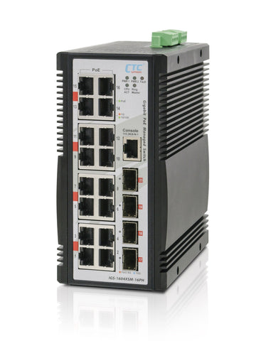 IGR-1604XSM - 16 copper + 4x 1G/2.5G/10G SFP+ port SNMP/web-managed Layer 3 Ethernet Industrial switch